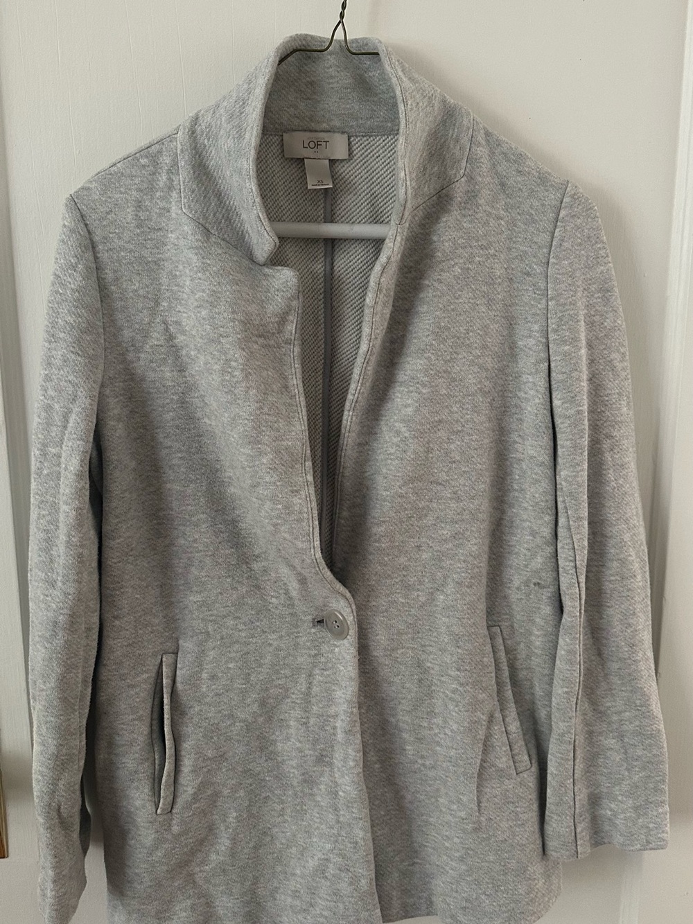 LOFT Light Gray Single-Button Blazer Jacket